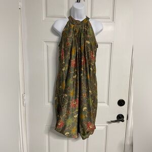 D7- PORTOBELLO Floral Drape Halter Midi Dress